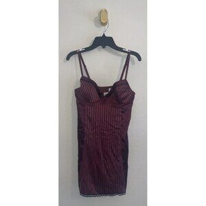 Jezebel 90675P Older Style Chemise Nightie Lingerie Satin Striped UW M Maroon